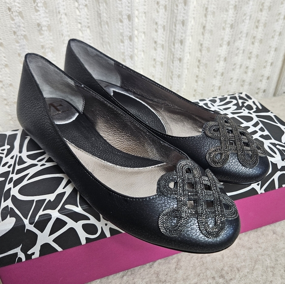 NEW) Diane Von Furstenberg Nouvea Ballet Flats Black Leather